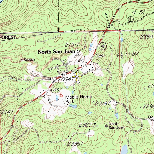 Topographic Map of North San Juan Fire Protection District Station 1, CA