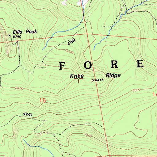 Topographic Map of Knee Ridge, CA