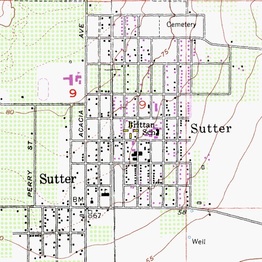 Topographic Map of Sutter County Fire Department, CA