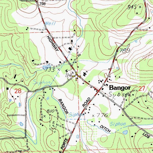 Topographic Map of Butte County Fire Department Station 55, CA