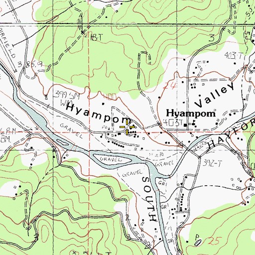 Topographic Map of Hyampom Volunteer Fire Department, CA