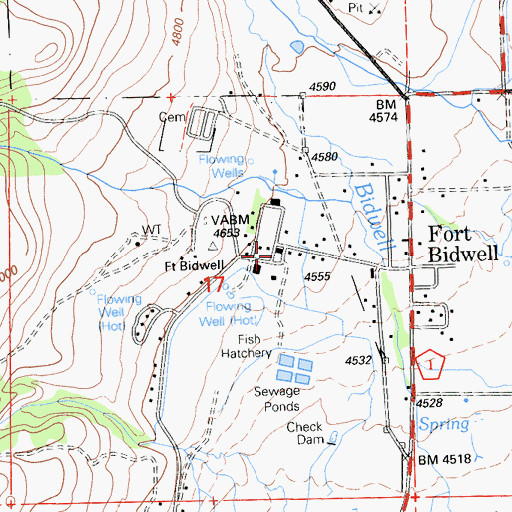 Topographic Map of Fort Bidwell Indian Community Council, CA