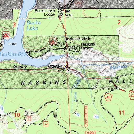 Topographic Map of Bucks Lake Fire Department, CA