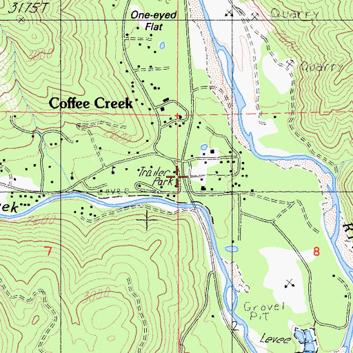 Topographic Map of Coffee Creek Volunteer Fire Department, CA