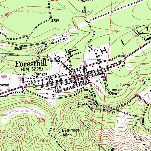 Topographic Map of Foresthill Fire Protection District Station 88, CA