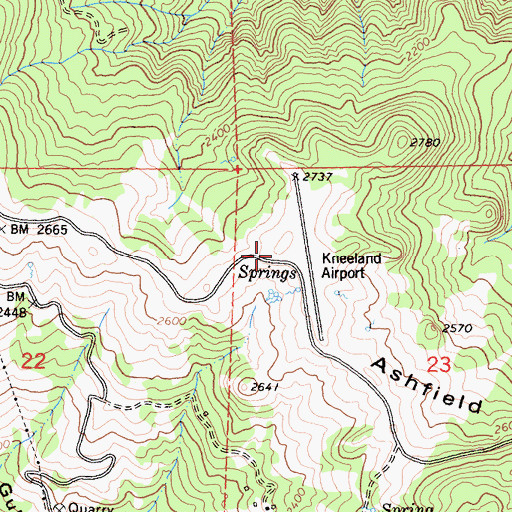 Topographic Map of California Department of Forestry and Fire Station Kneeland Helitack Base, CA