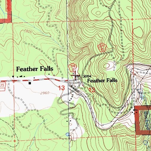 Topographic Map of California Department of Forestry and Fire Protection Station 51 Feather Falls, CA