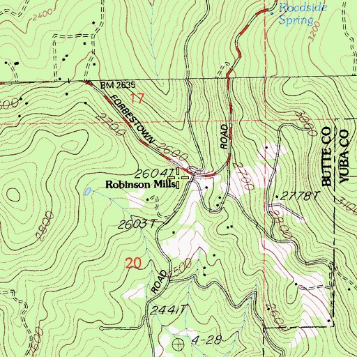 Topographic Map of California Department of Forestry and Fire Protection Station 54 Robinson Mill, CA