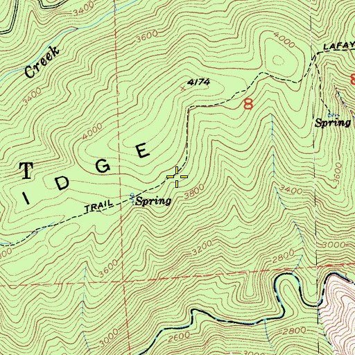 Topographic Map of Lafayette Ridge Trail, CA