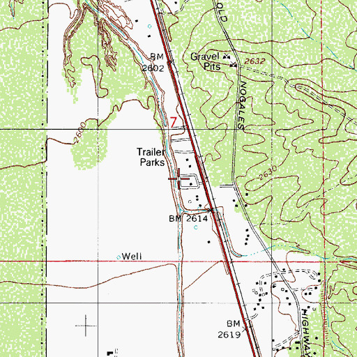 Topographic Map of Cadillac Mobile Home Park, AZ