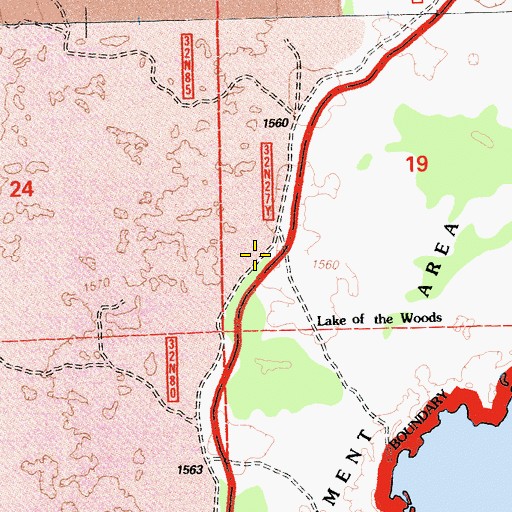 Topographic Map of Lake of the Woods, CA