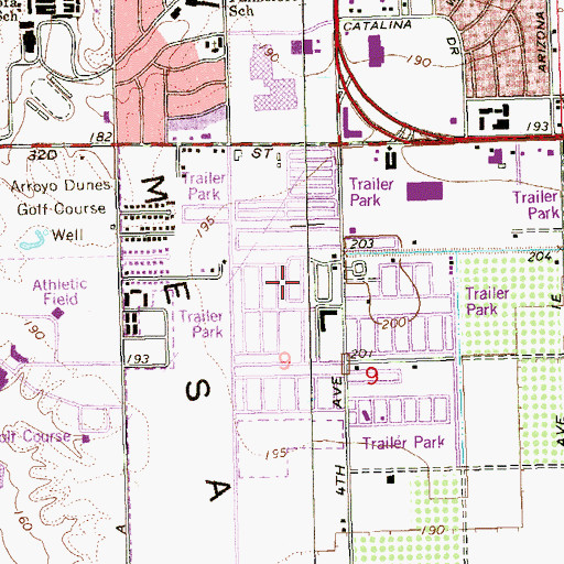 Topographic Map of Mesa Terrace Mobile Estates, AZ