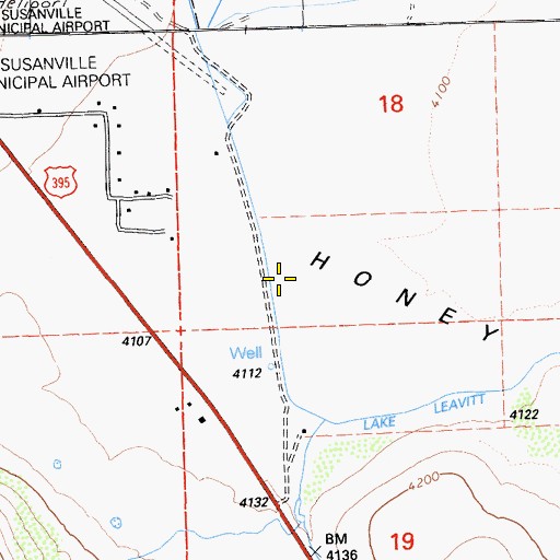 Topographic Map of Lake Leavitt Inlet Canal, CA