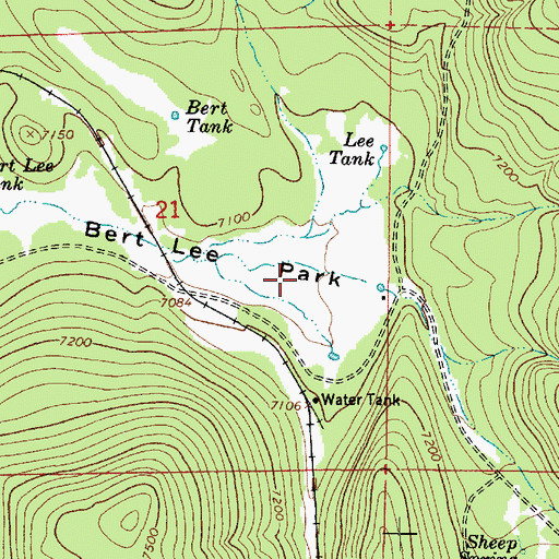 Topographic Map of Bert Lee Park, AZ