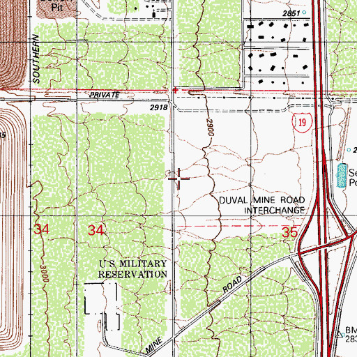 Topographic Map of Green Valley Mortuary and Memorial Gardens, AZ