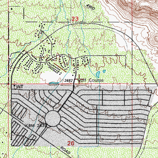 Topographic Map of Tucson Estates Golf Course, AZ