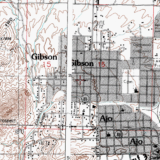 Topographic Map of Ajo First Assembly of God, AZ