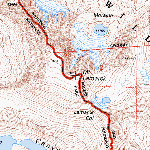 Topographic Map of Mount Lamarck, CA
