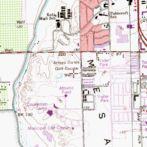 Topographic Map of First Christian Church, AZ