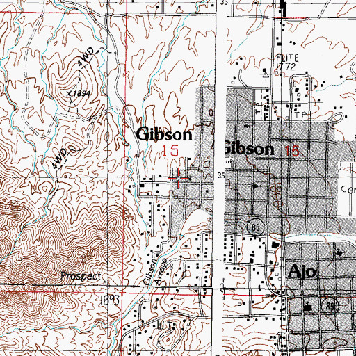 Topographic Map of Kingdom Hall of Jehovahs Witnesses Ajo Congregation, AZ