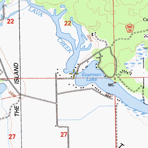 Topographic Map of Lava Creek, CA