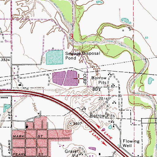 Topographic Map of City of Benson Wastewater Treatment Plant, AZ