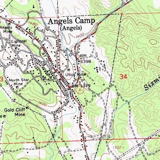 Topographic Map of City of Angels Fire Department Station 1 Headquarters, CA