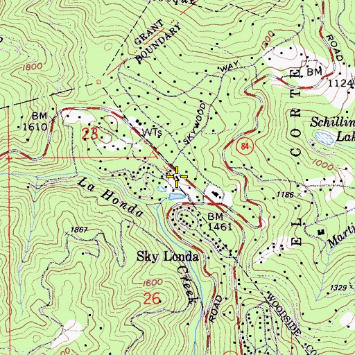 Topographic Map of California Department of Forestry and Fire Protection Station 58 Skylonda Fire Station, CA