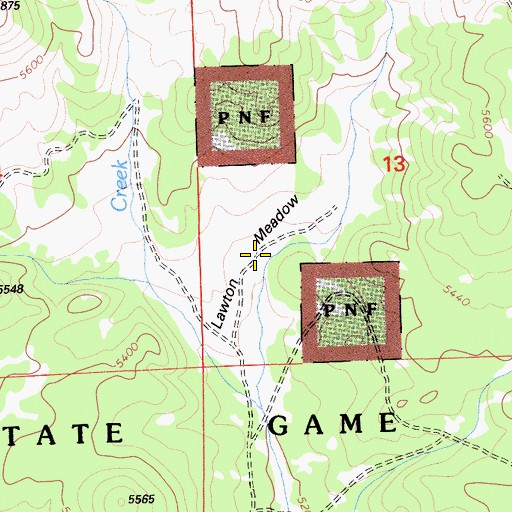 Topographic Map of Lawton Meadow, CA