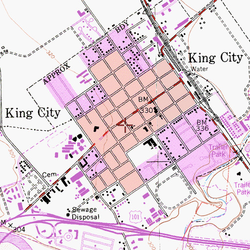 Topographic Map of King City Volunteer Fire Department, CA