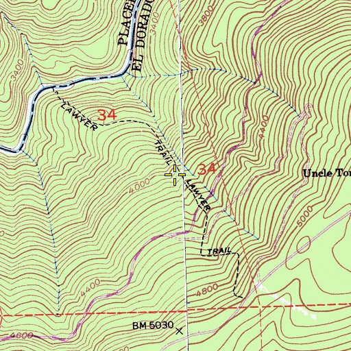 Topographic Map of Lawyer Trail, CA