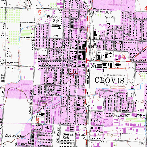 Topographic Map of Clovis Fire Department Station 41, CA