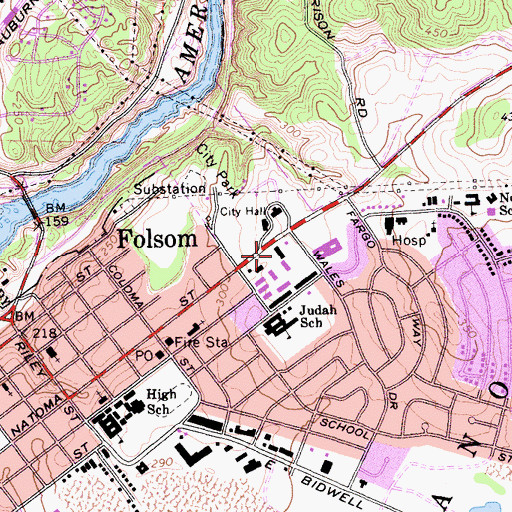 Topographic Map of Bureau of Land Management Folsom Field Office, CA