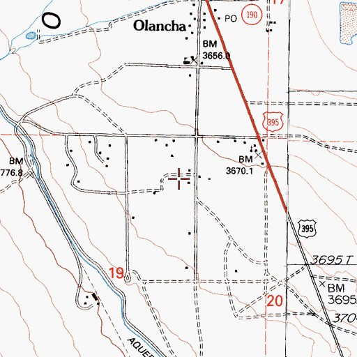 Topographic Map of Olancha - Cartago Fire Department, CA