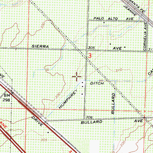 Topographic Map of Fresno City Fire Department Station 14, CA