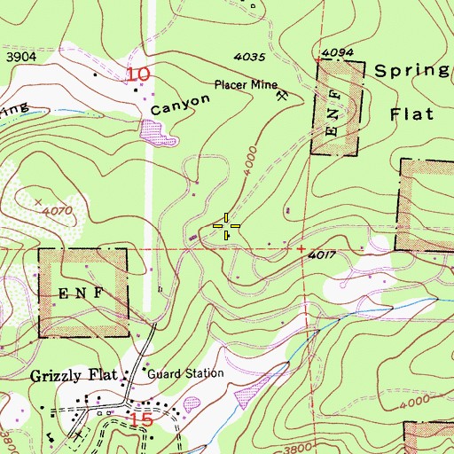 Topographic Map of Pioneer Fire Protection District Grizzly Flats Fire Station 35, CA