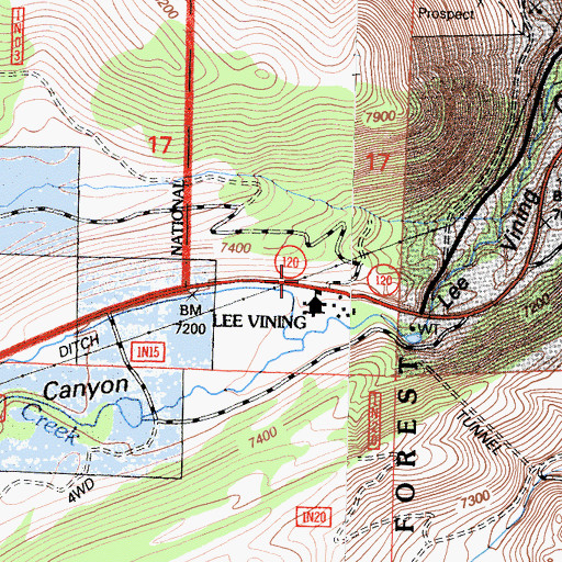 Topographic Map of Lee Vining Ranger Station, CA