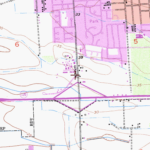 Topographic Map of Manteca Fire Department Station 242 Headquarters, CA