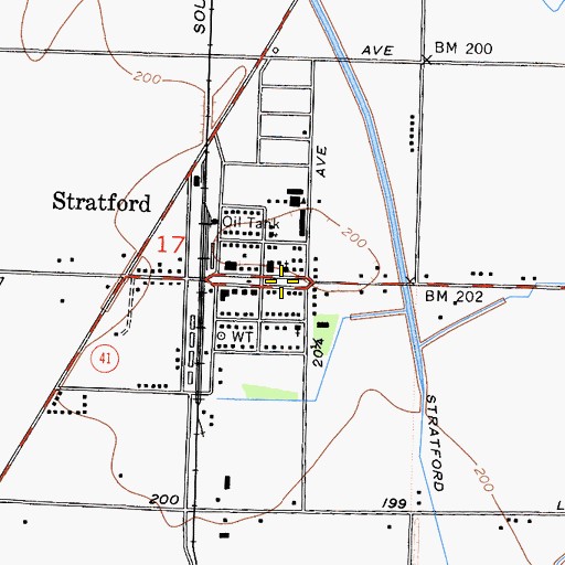 Topographic Map of Kings County Fire Department Station 10 Stratford, CA