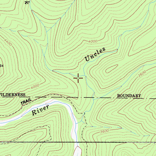 Topographic Map of Left Hand Fork Uncles Creek, CA