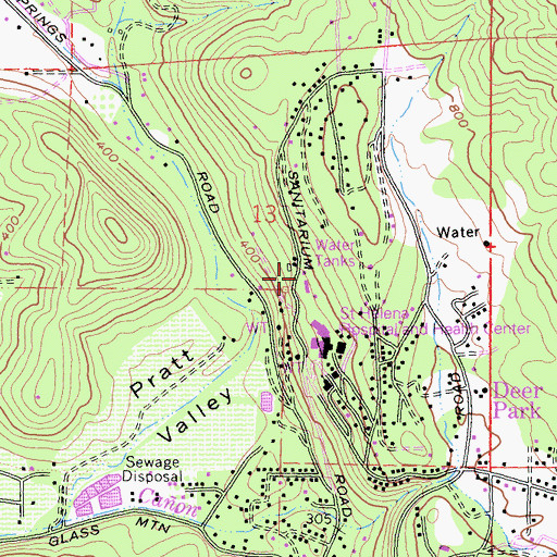 Topographic Map of Napa County Fire Department Station 21 Deer Park, CA