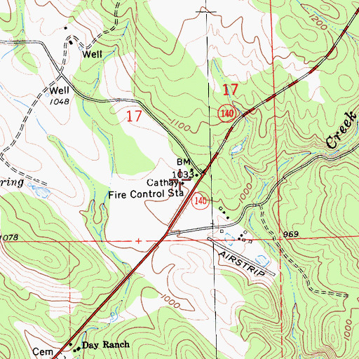 Topographic Map of Department of Forestry and Fire Protection Catheys Valley Fire Station, CA