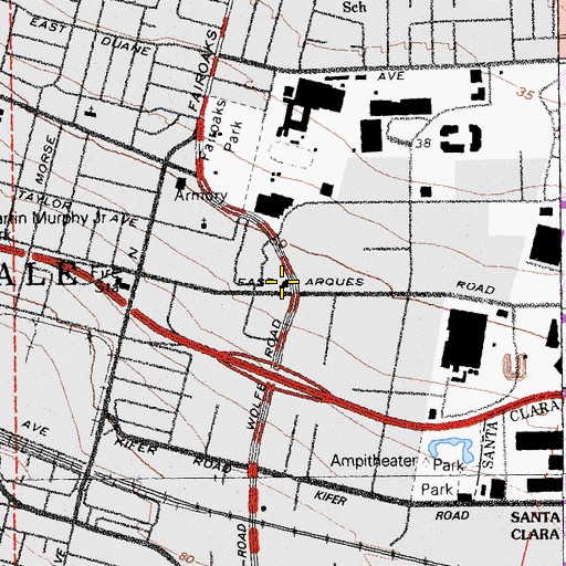 Topographic Map of Sunnyvale Department of Public Safety Station 2, CA