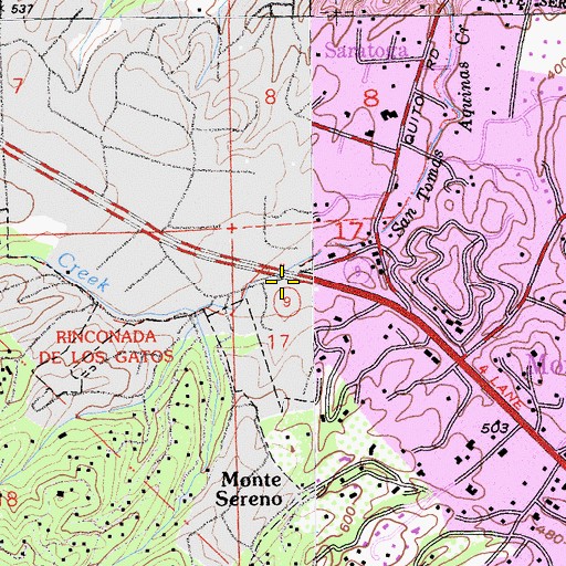 Topographic Map of Santa Clara County Fire Department Quito Fire Station, CA