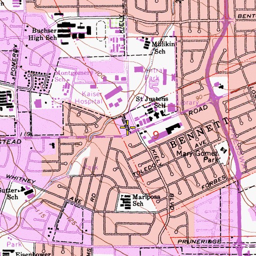 Topographic Map of Santa Clara Fire Department Station 3, CA