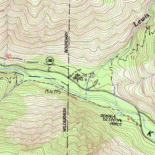 Topographic Map of Lewis Creek, CA