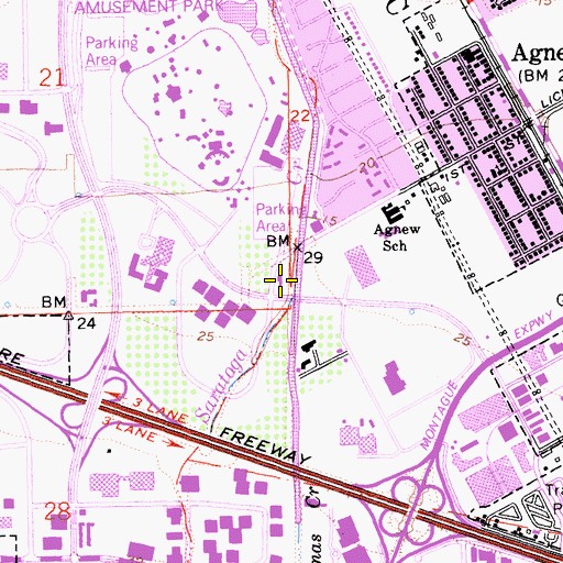 Topographic Map of Santa Clara Fire Department Station 8, CA