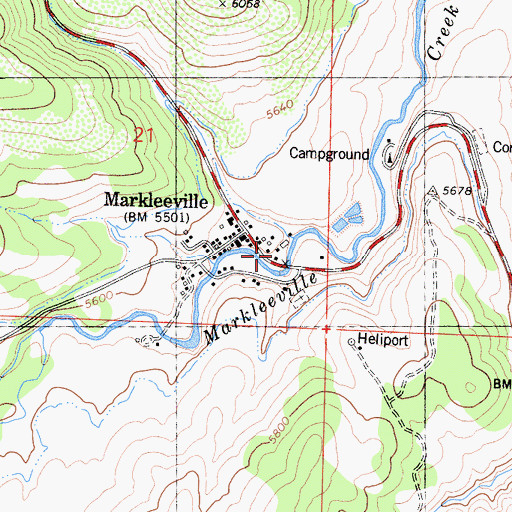 Topographic Map of United States Forest Service Markleeville Fire Station, CA
