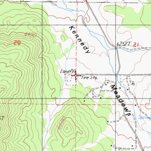 Topographic Map of Tulare County Fire Department Battalion 2 Kennedy Meadows Fire Station 18, CA