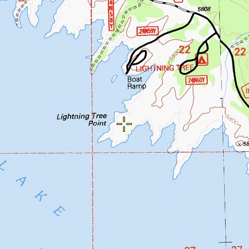 Topographic Map of Lightning Tree Point, CA